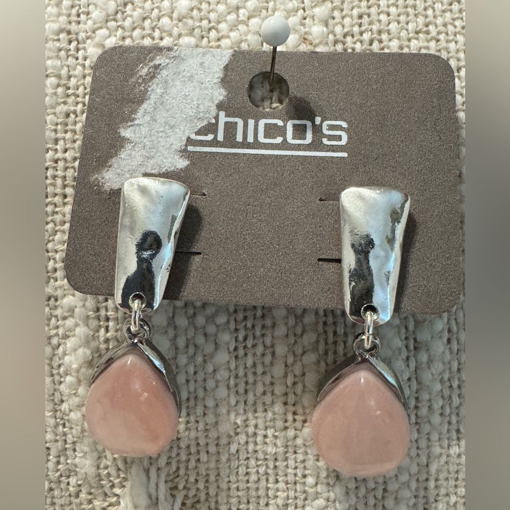 0232-Chico's Silver and Pink Drop‎ Earrings